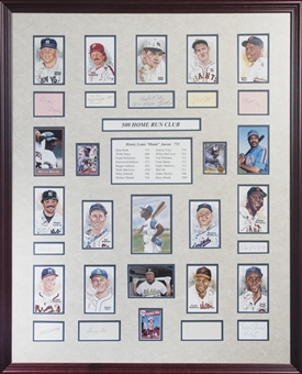 Incredible 500 Home Run Club Signed Cuts & Cards In 35"x43" Framed Display with 17 Signatures Including Ruth, Mantle & Ott (Beckett) 